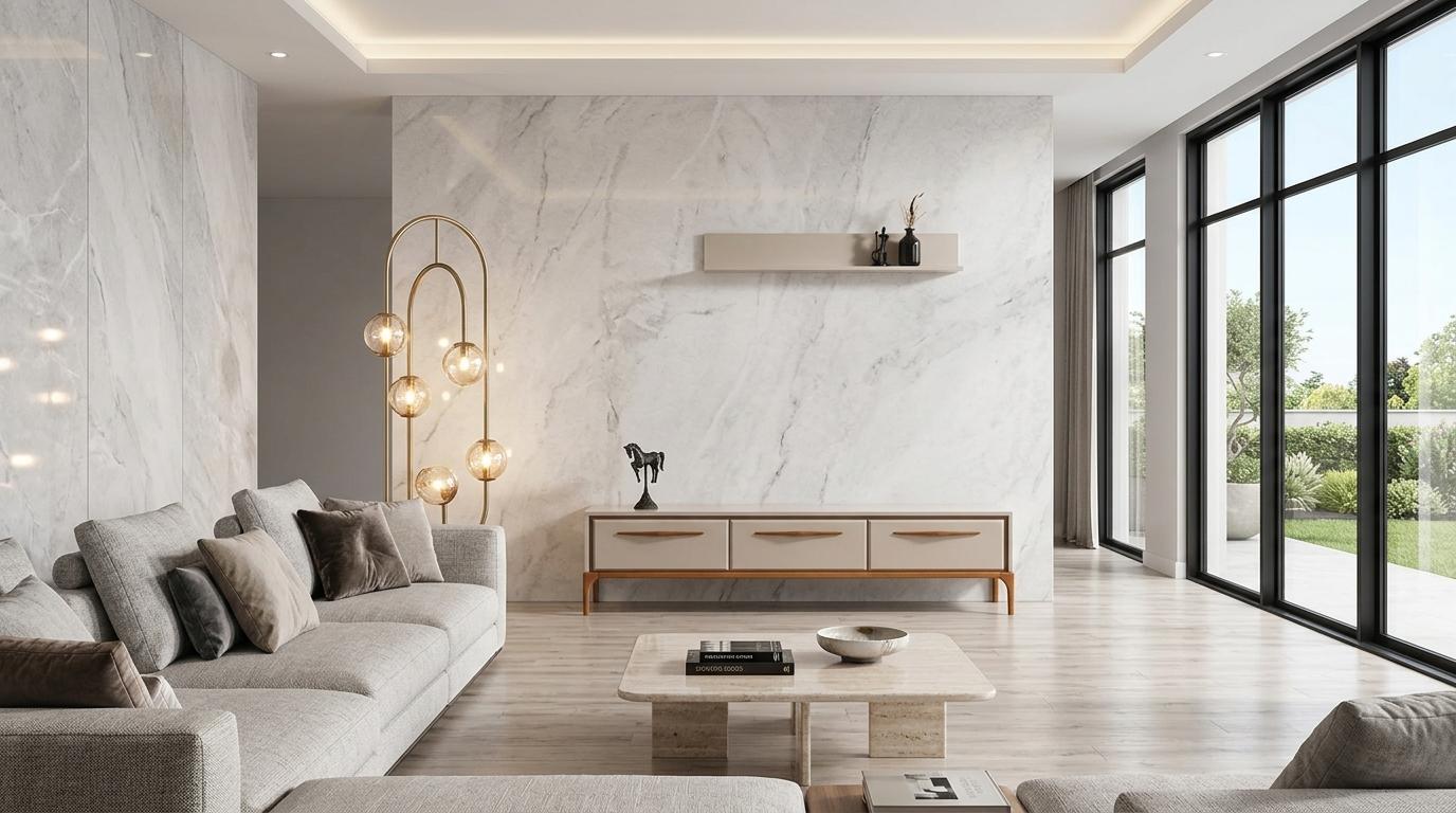 Wohnwand Wandregal Wohnzimmer Stil modern Farbe beige neu praktisch