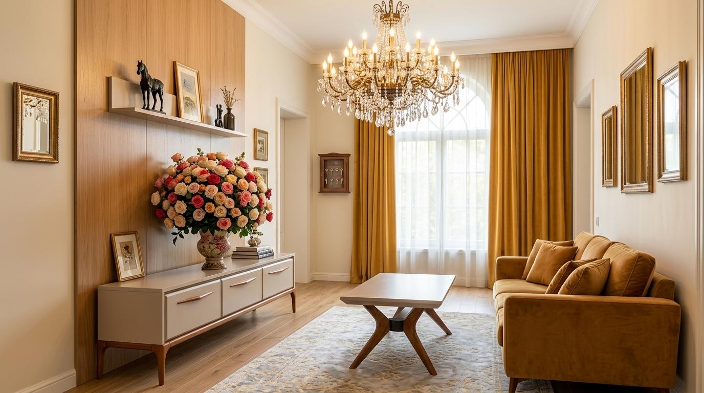 Tisch Wohnwand Regal Wohnzimmer Stil modern Farbe beige neu