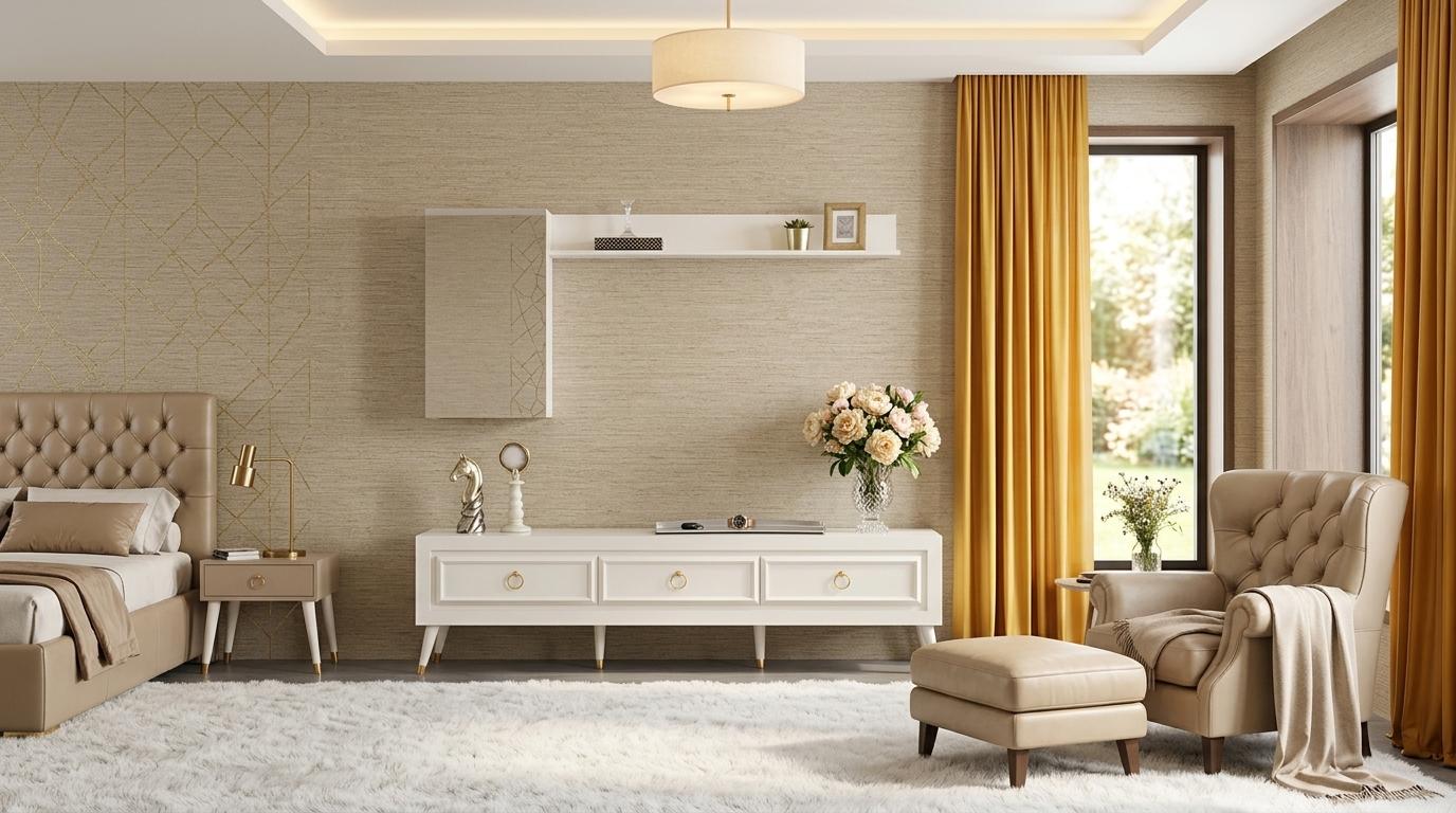 Wohnwand Schrank Wohnzimmer Stil modern Farbe weiß neu praktisch