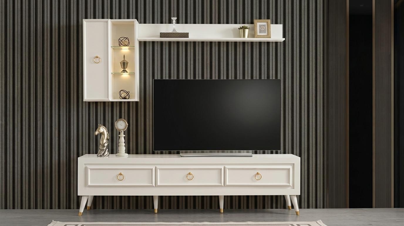 Wohnwand Regal Schrank Regal Oberer Block Stil modern Farbe weiß neu praktisch