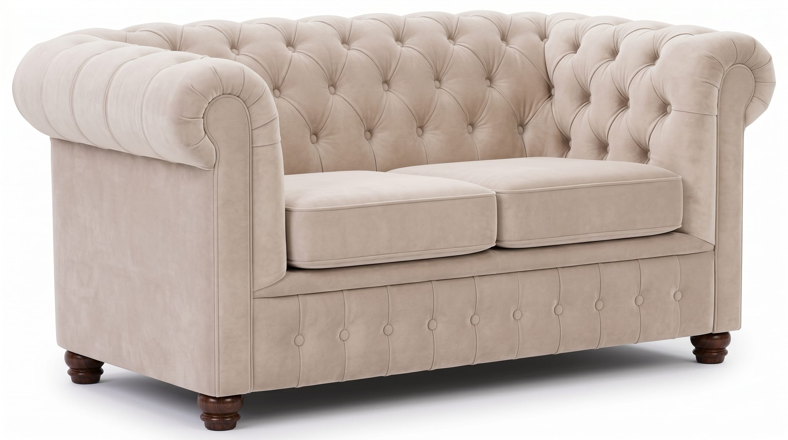 Beiges 2-Sitzer-Sofa Chesterfield Gestepptes Polstersofa Wohnzimmer