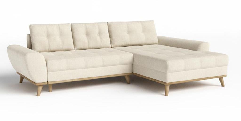 Beiges L-förmiges Ecksofa Schlafsofa Ausziehbares Stoffsofa Wohnzimmer