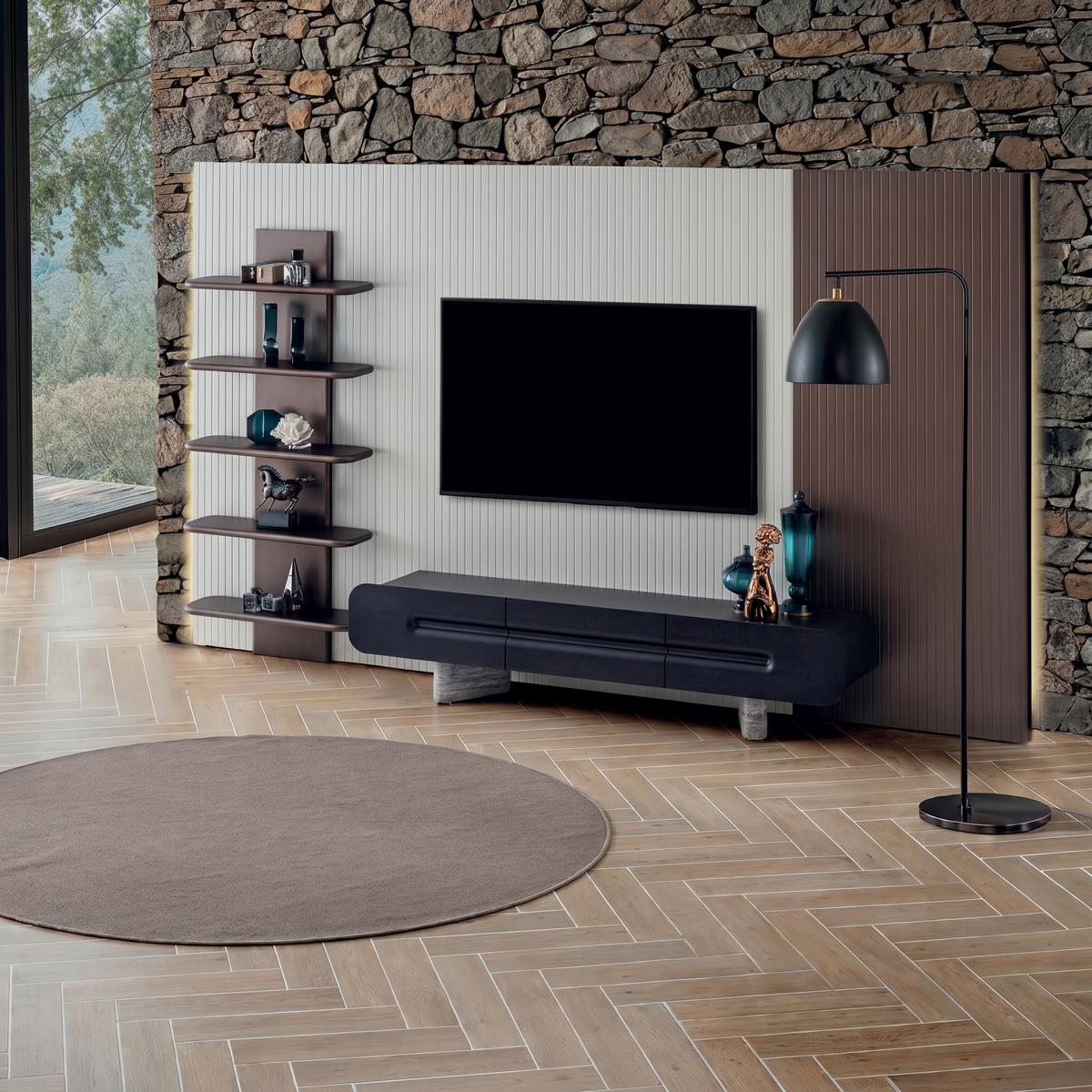 Wohnwand TV Lowboard Regal Dunkelbraun Modern Design Set Luxus