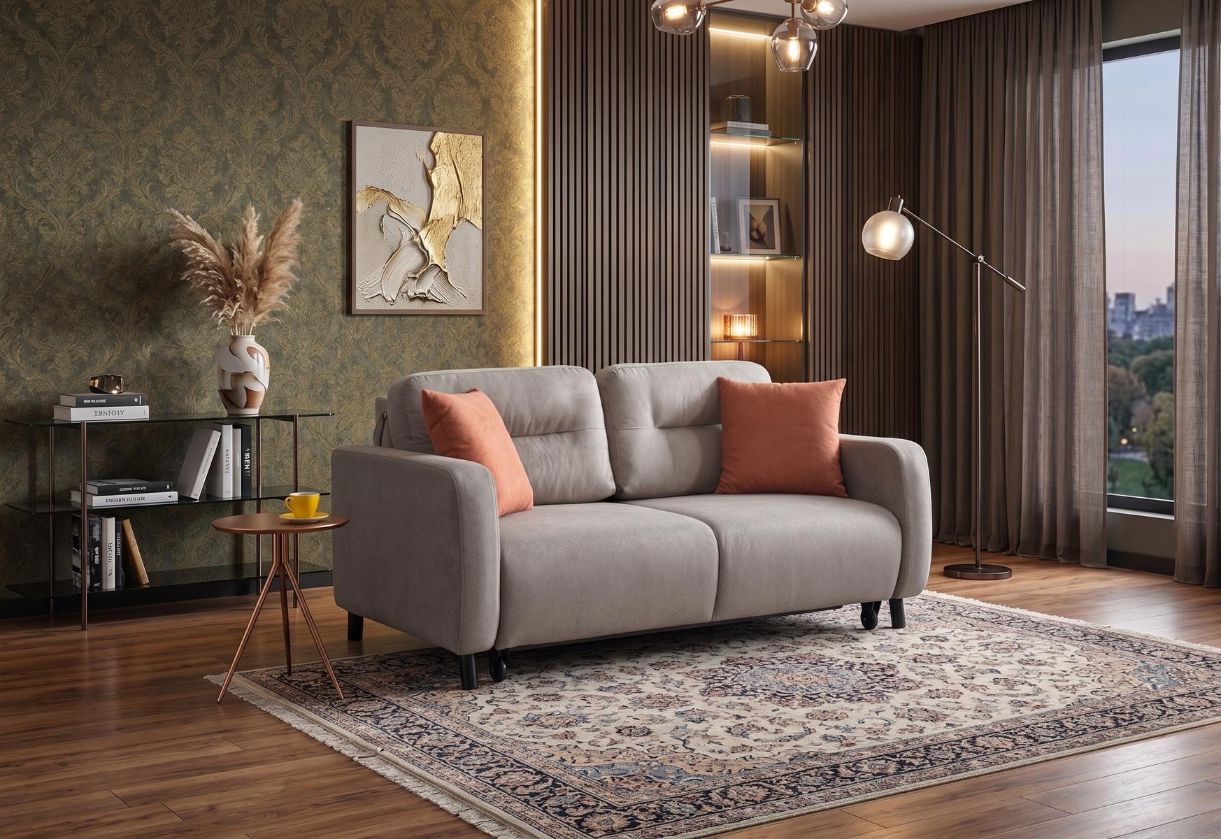 Stoff Sofa Grau Modern Elegant Hochwertiges Wohnzimmersofa
