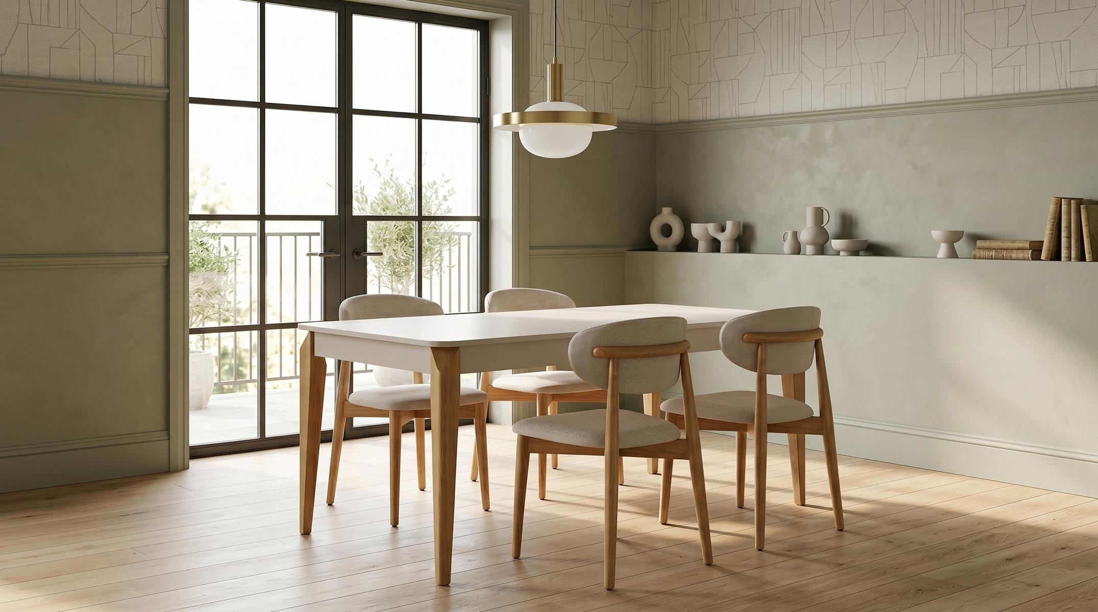 Modern Beige Esstisch Stühle 4x Ohne Armlehne statusbezogen weich