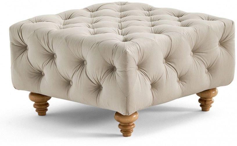 Beiger weicher Hocker Gesteppter Textil-Fußhocker Chesterfield Wohnzimmer