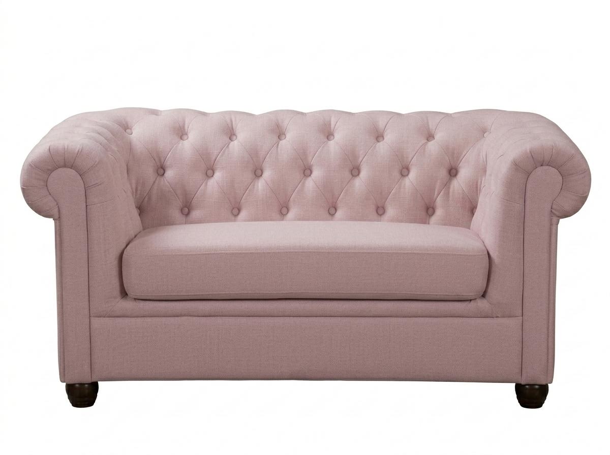 Hellbeiges 2-Sitzer-Sofa Gestepptes Stoffsofa Chesterfield Klassischer Stil