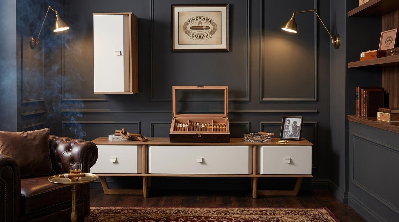 Tisch TV Board Wandregal Stil modern braun Wohnzimmer rechteckig bequem