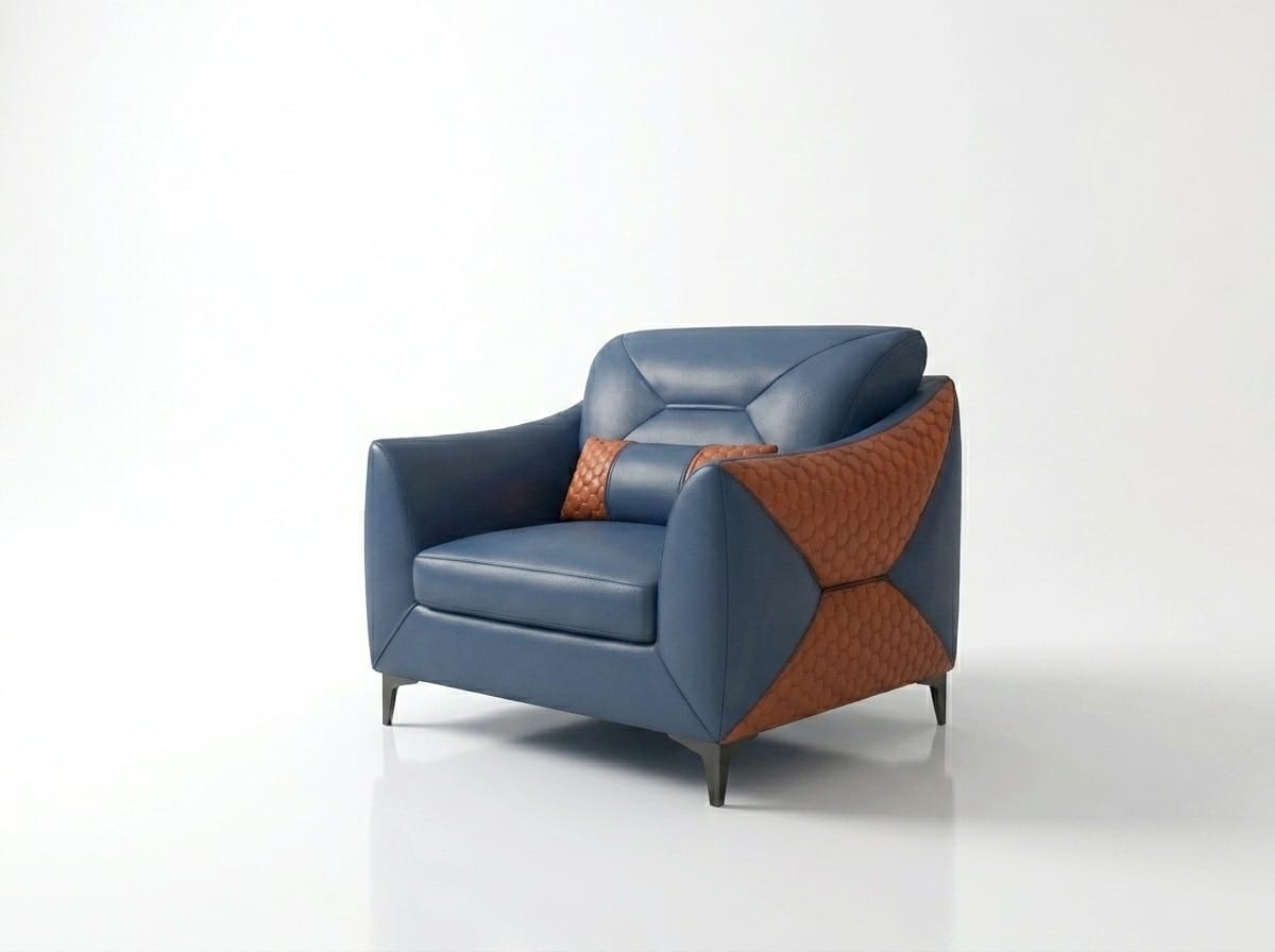 Leder Sessel Modern Orange Blau Relax Design Polstersessel Wohnzimmer *