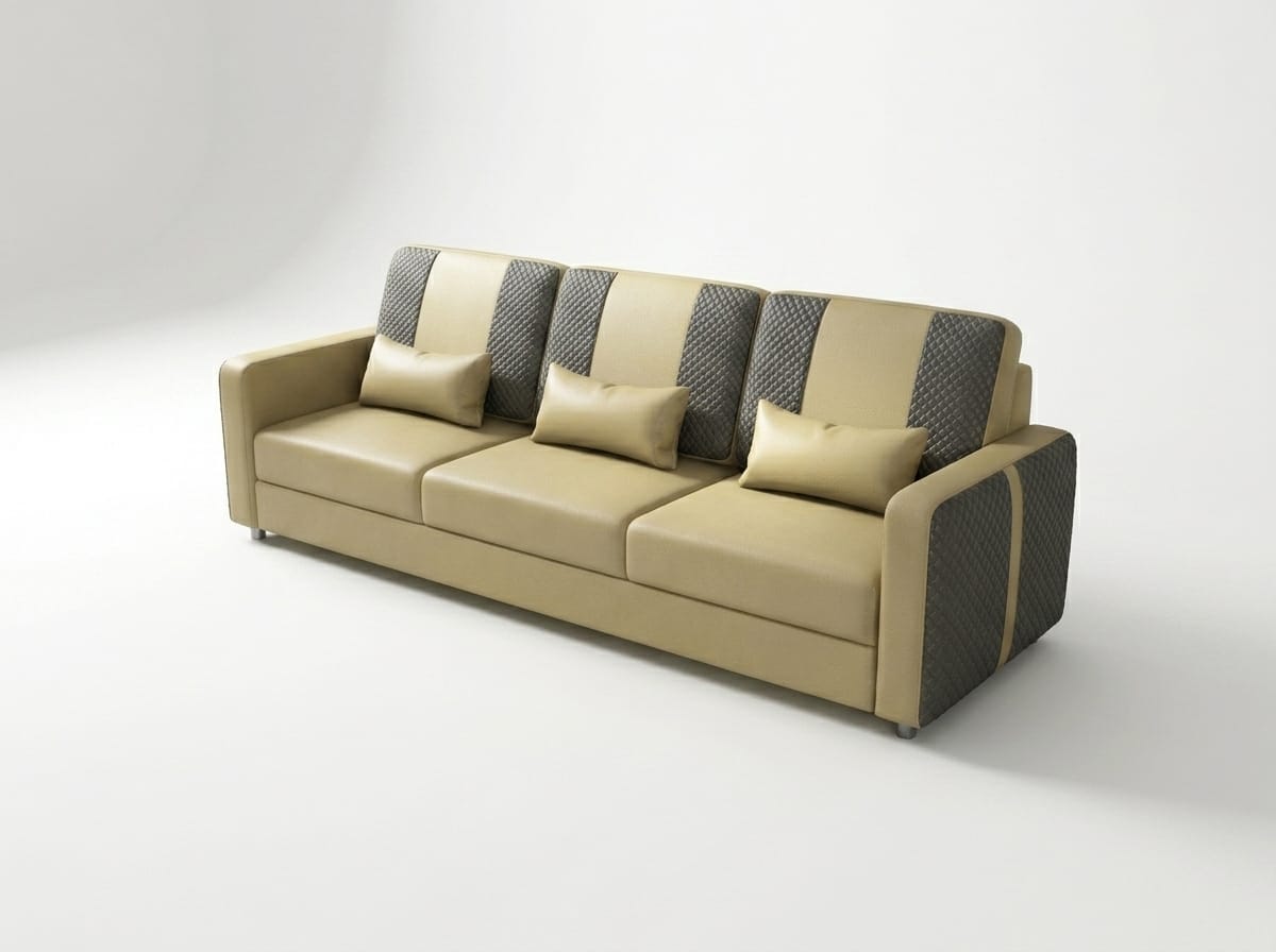 Leder Sofa 3-Sitzer Modern Beige Grau Couch Design Set Polstersofa *