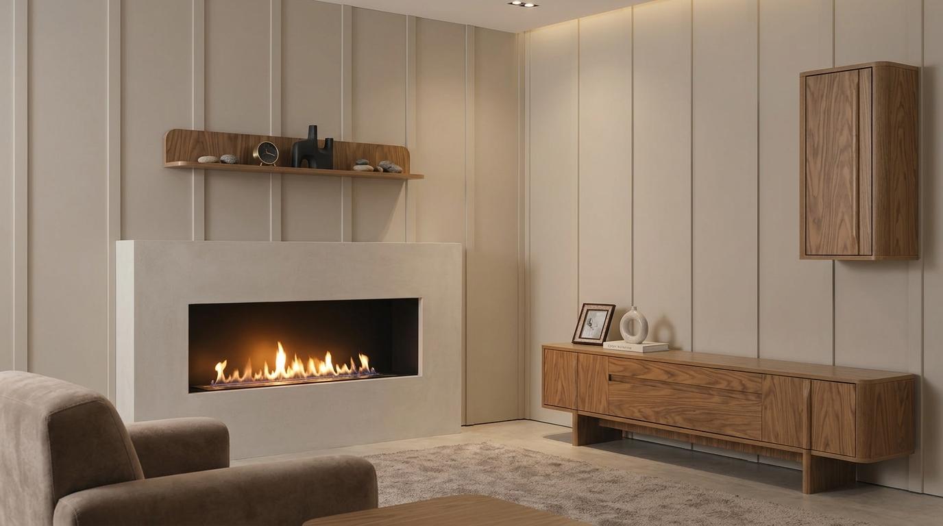 TV board Wandschrank Wandregal Stil modern braun Wohnzimmer geräumig