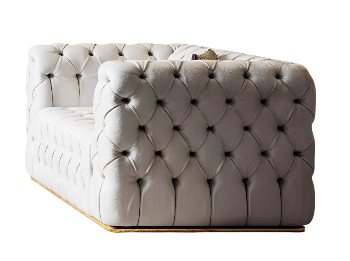 Großzügiger Weißer Chesterfield Sessel Exklusiver Loungesessel