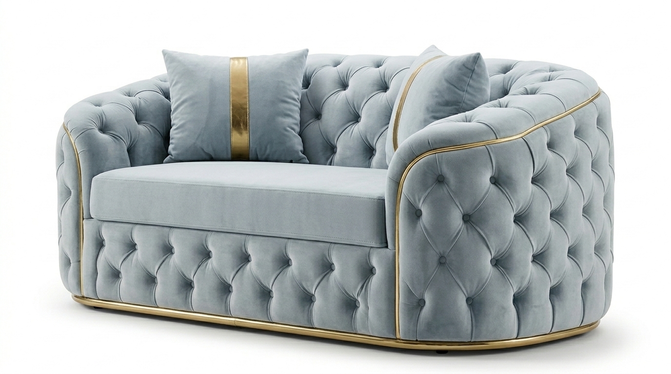 Hochwertige Chesterfield Polstercouch 2-Sitzer Stoffsofa Zweisitzer
