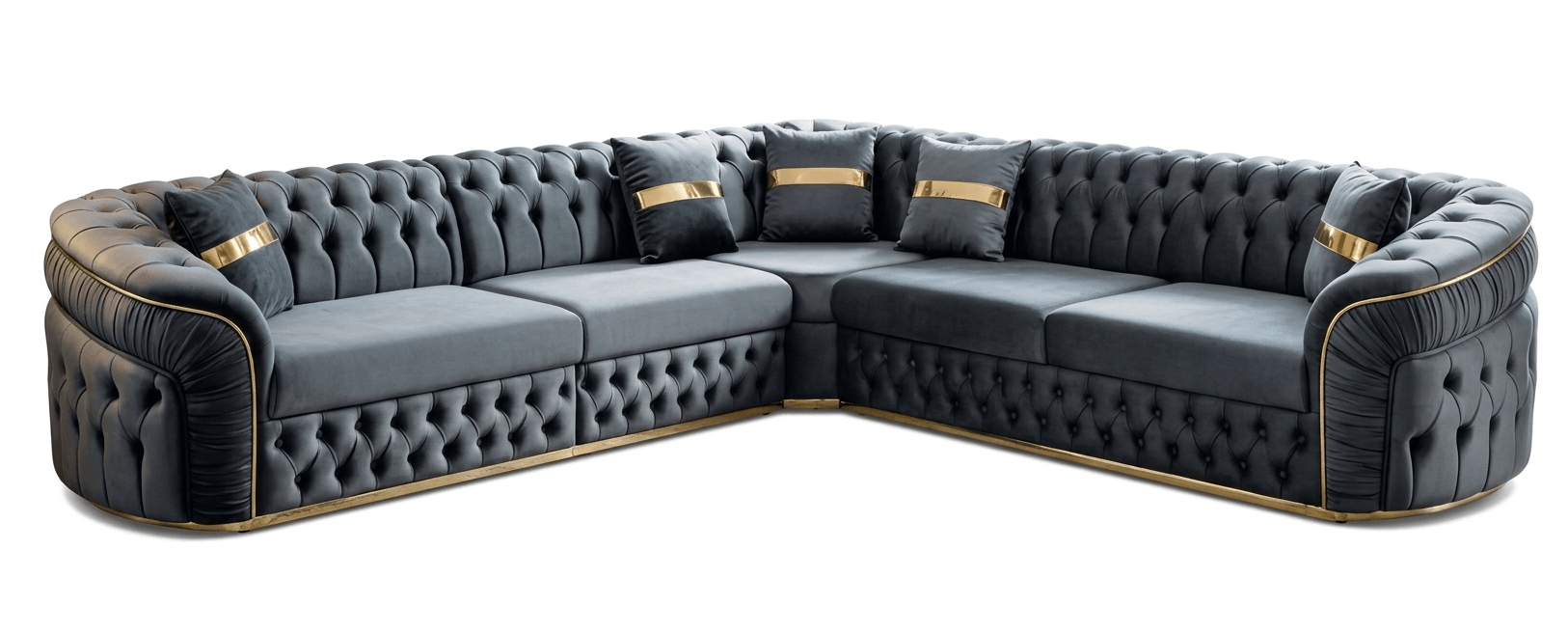 Hochwertiges Chesterfield Ecksofa L-Form mit eleganter Optik