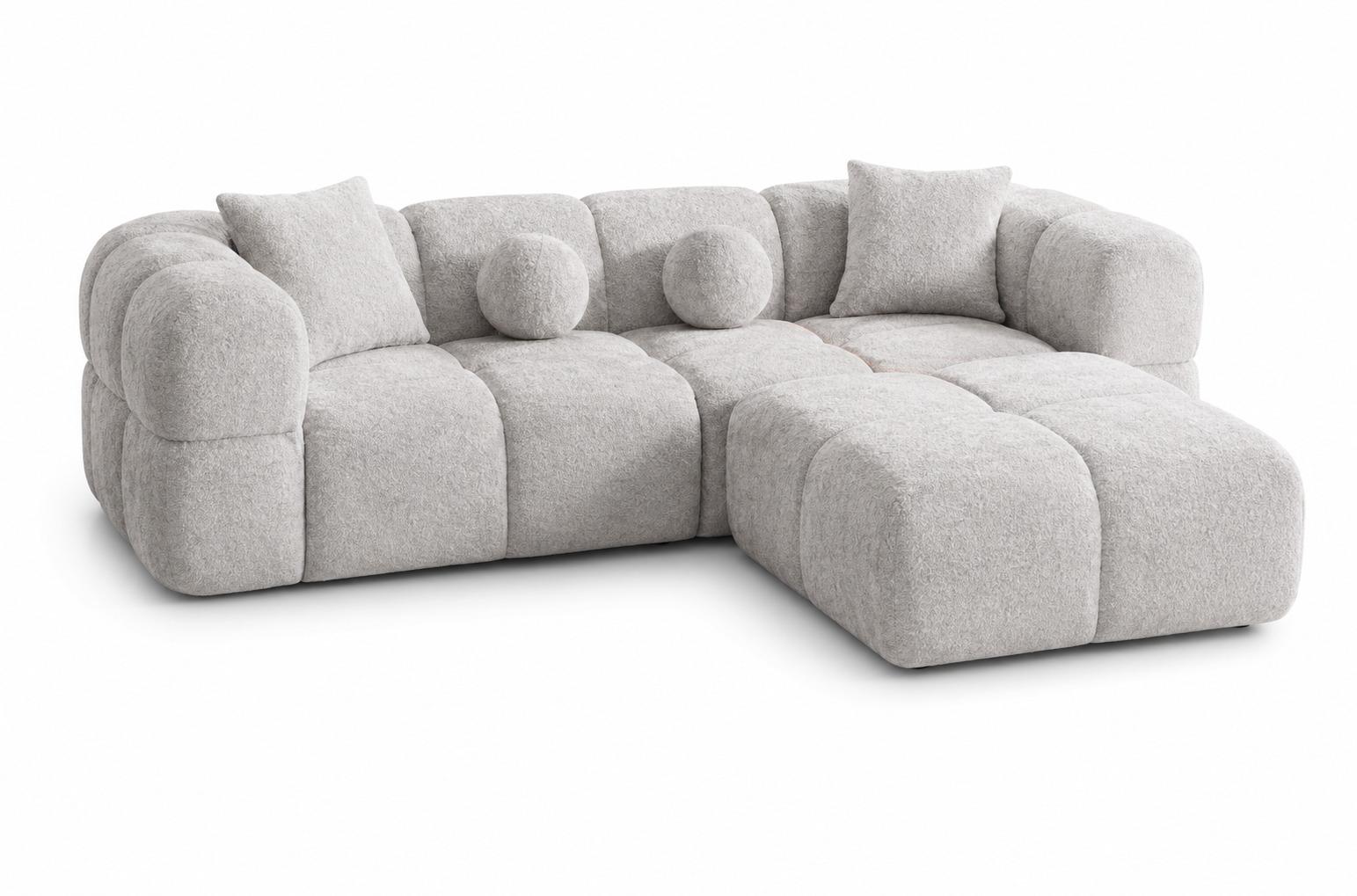 3 Sitzer Sofa Pouff Beige Wohnzimmer komfortabel geräumig Stil modern