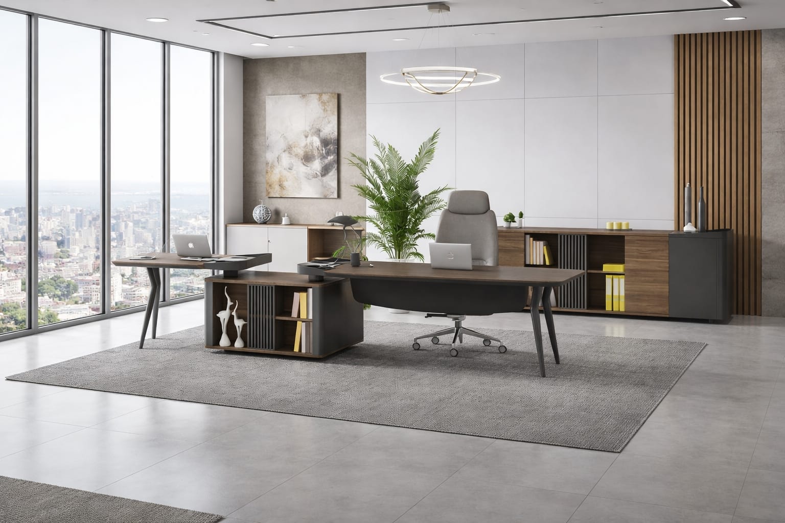 Moderner Doppel Computertisch mit Sideboard Büro Einrichtung