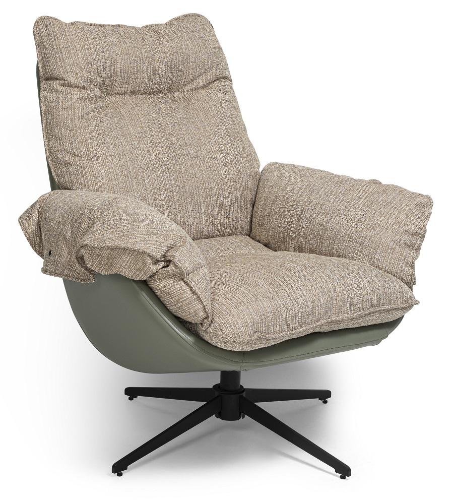 Sessel Lounge Design Beige Stoff Drehbar Metall Komfort Premium Relax
