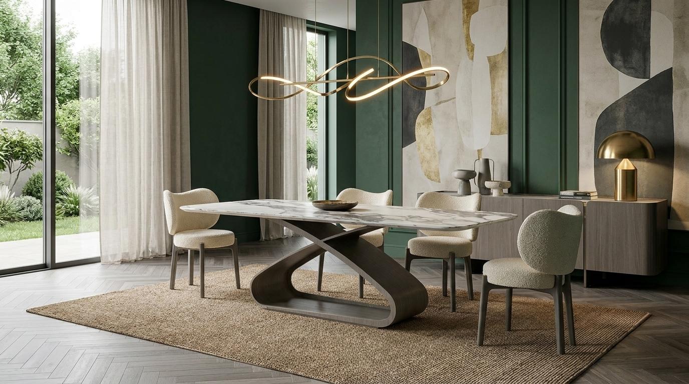 Esstisch 4x Stühle Esszimmer Stil modern weiß praktisch komfortabel