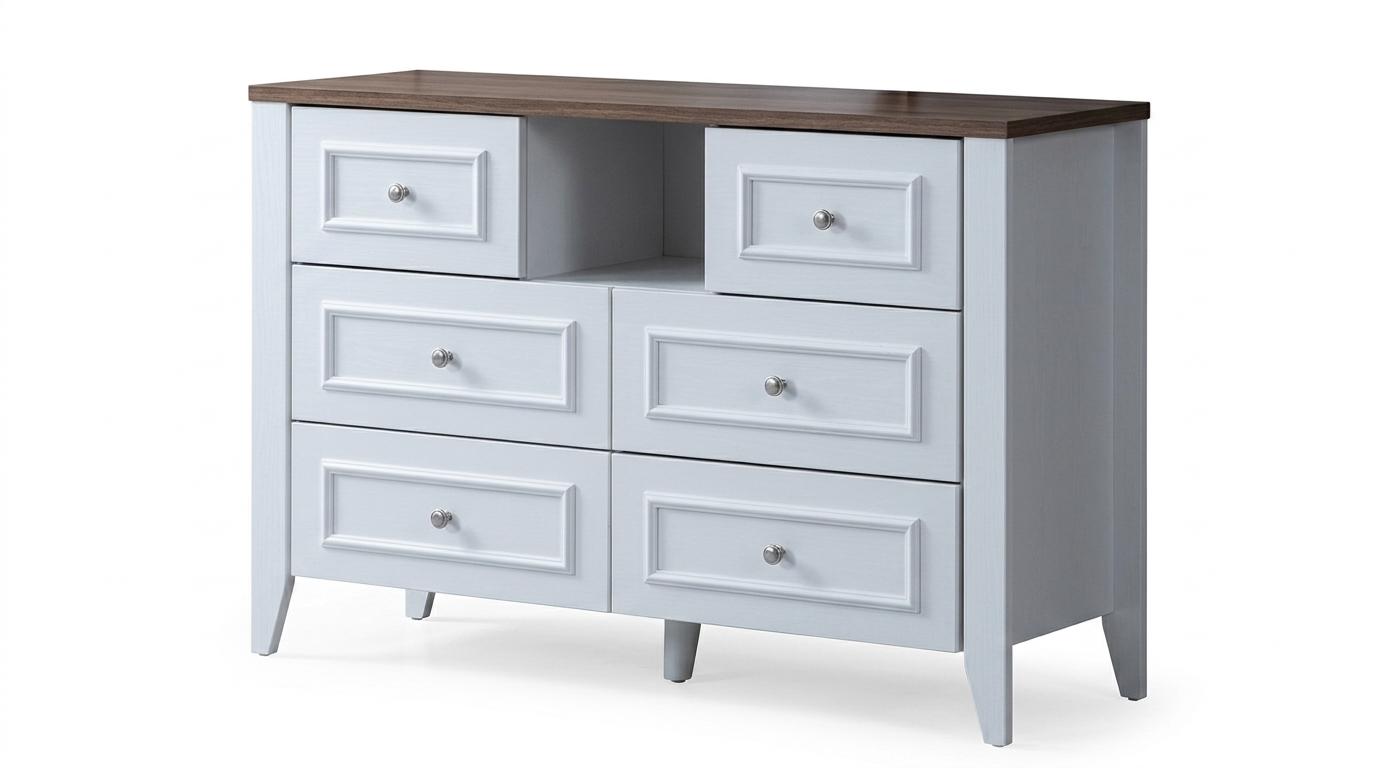Weiße Aufbewahrungskommode Designer Holz Shubladen Robuste Möbel