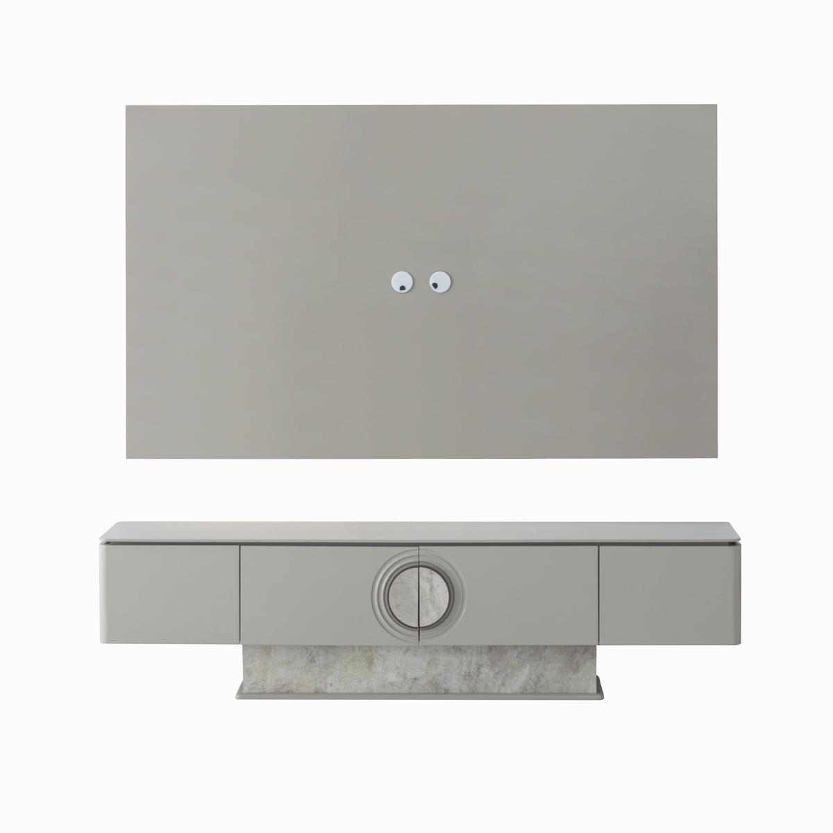 TV Wandpaneel Lowboard Set Modern Beige Elegant Wohnwand Möbel