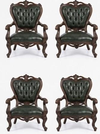 Edle Klassische 4x Chesterfield Sessel Grüner Sessel-Set Luxus Möbel