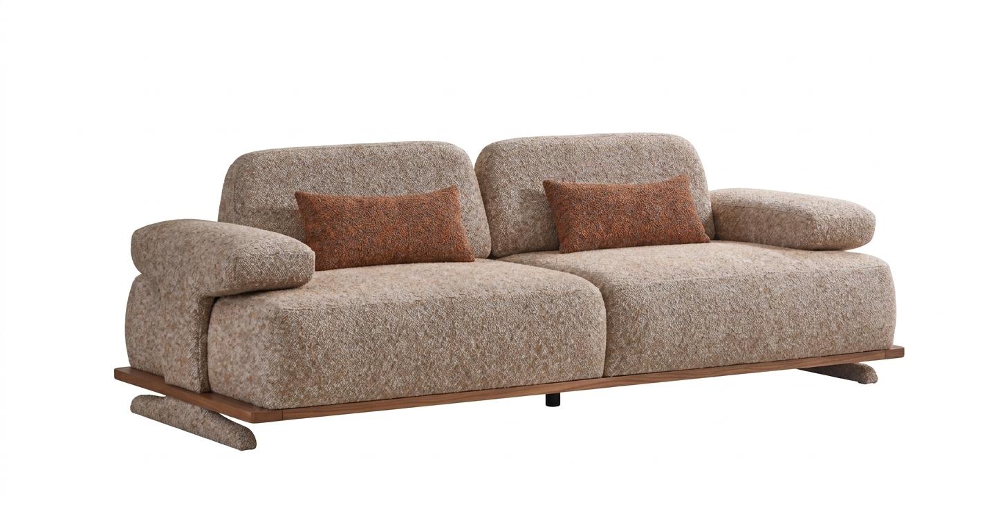 Luxus Boucle Sofa Zweisitzer Sofa Holzrahmen Wohnzimmermöbel Polstersofa