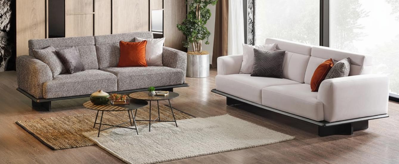 Wohnzimmer set Schlafsofa 3-Sitzer Schlafsofa 2-Sitzer grau weiß