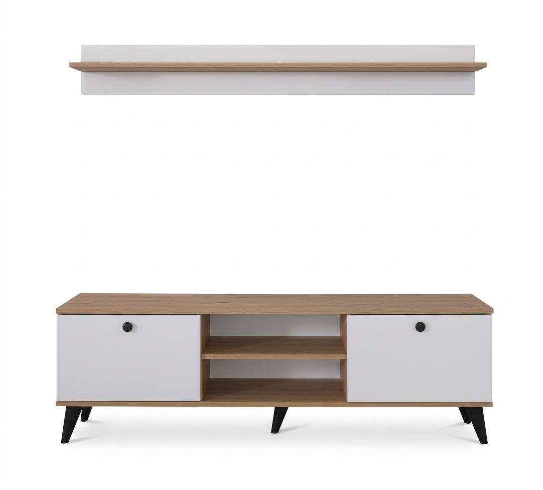 Modernes weißes TV-Set TV-Unterschrank praktisches Regal Wohnzimmermöbel