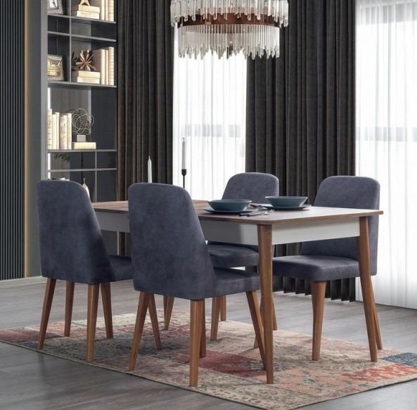 Elegante Essgruppe Moderner Esstisch 4x Küchenstühle Edler Set 5tlg