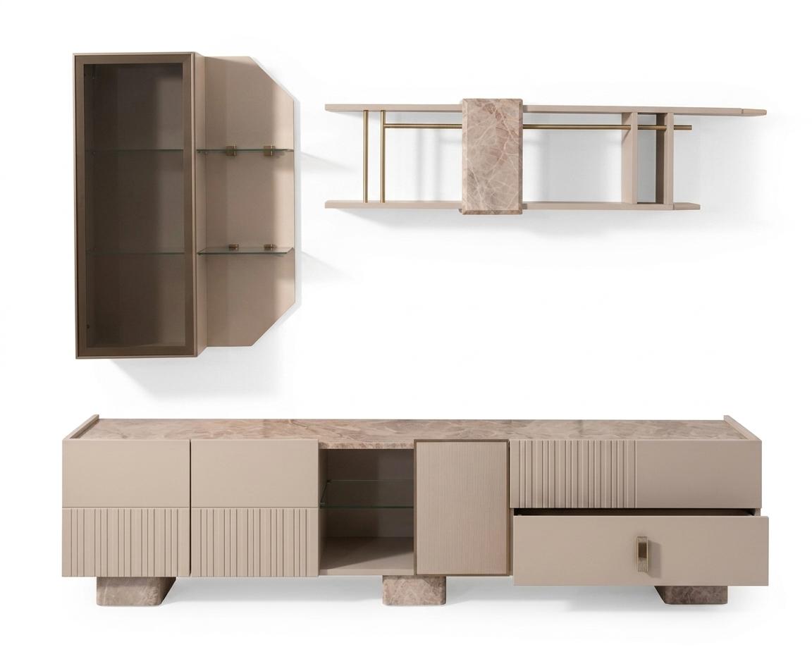 Beiges TV-Set TV-Kommode Regal Designer-Set Wohnzimmer-Set