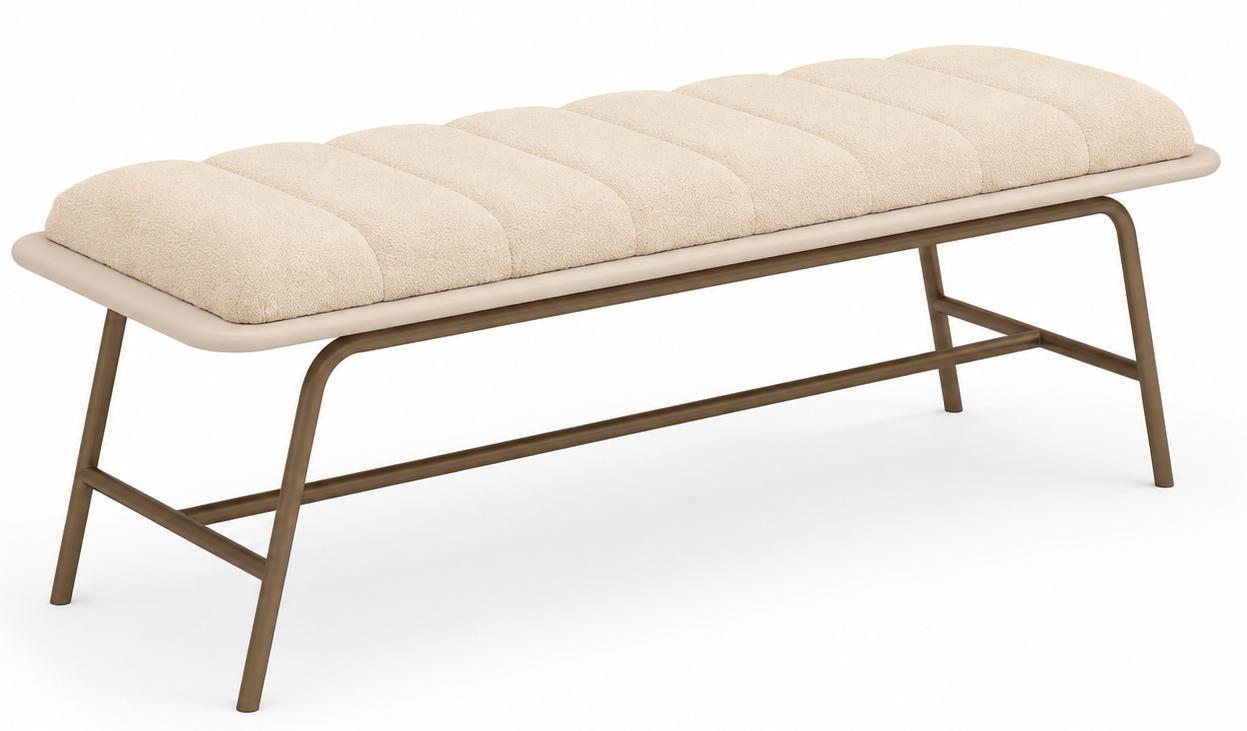 Bettbank Modern Beige Kompakt Dekorativ Elegant Gepolstert Bequem
