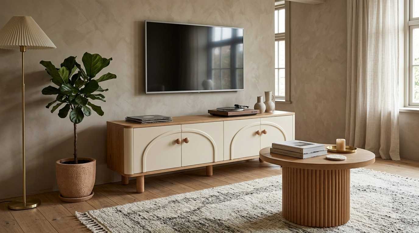 TV Board Couchtisch Set Beige Modern Luxus Lowboard Kaffeetisch