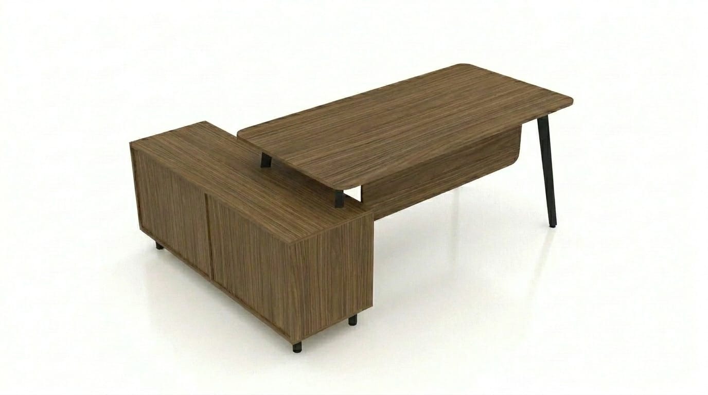 Schreibtisch Stauraum Sideboard Holz Design Bürotisch Modern