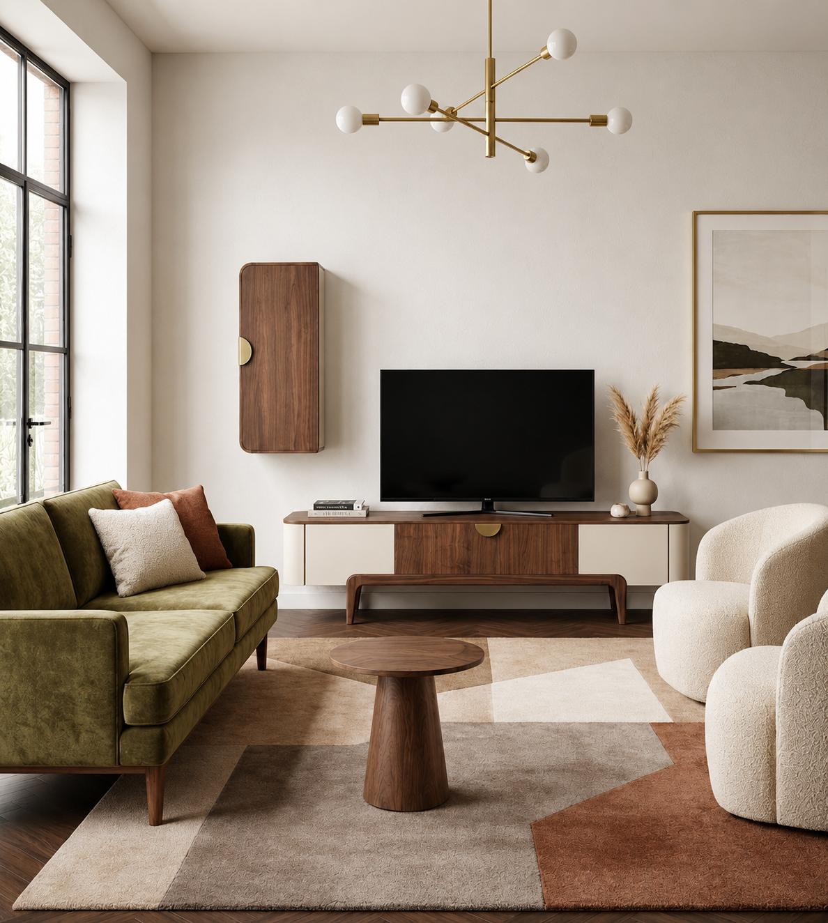 Wohnzimmer-Set mit TV-Wohnwand und passendem Beistelltisch