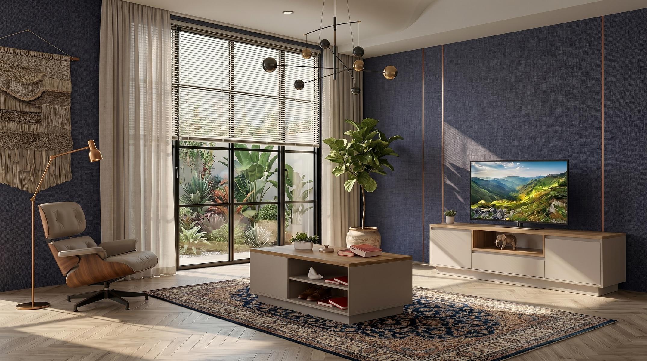 Beiges Wohnzimmer-Set TV-Schrank Couchtisch luxuriös TV-Möbel modern