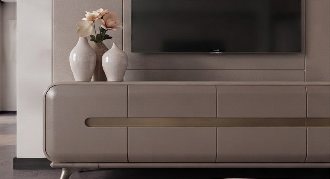 Modernes Beige Wohnzimmer Set TV Lowboard Couchtisch Holz