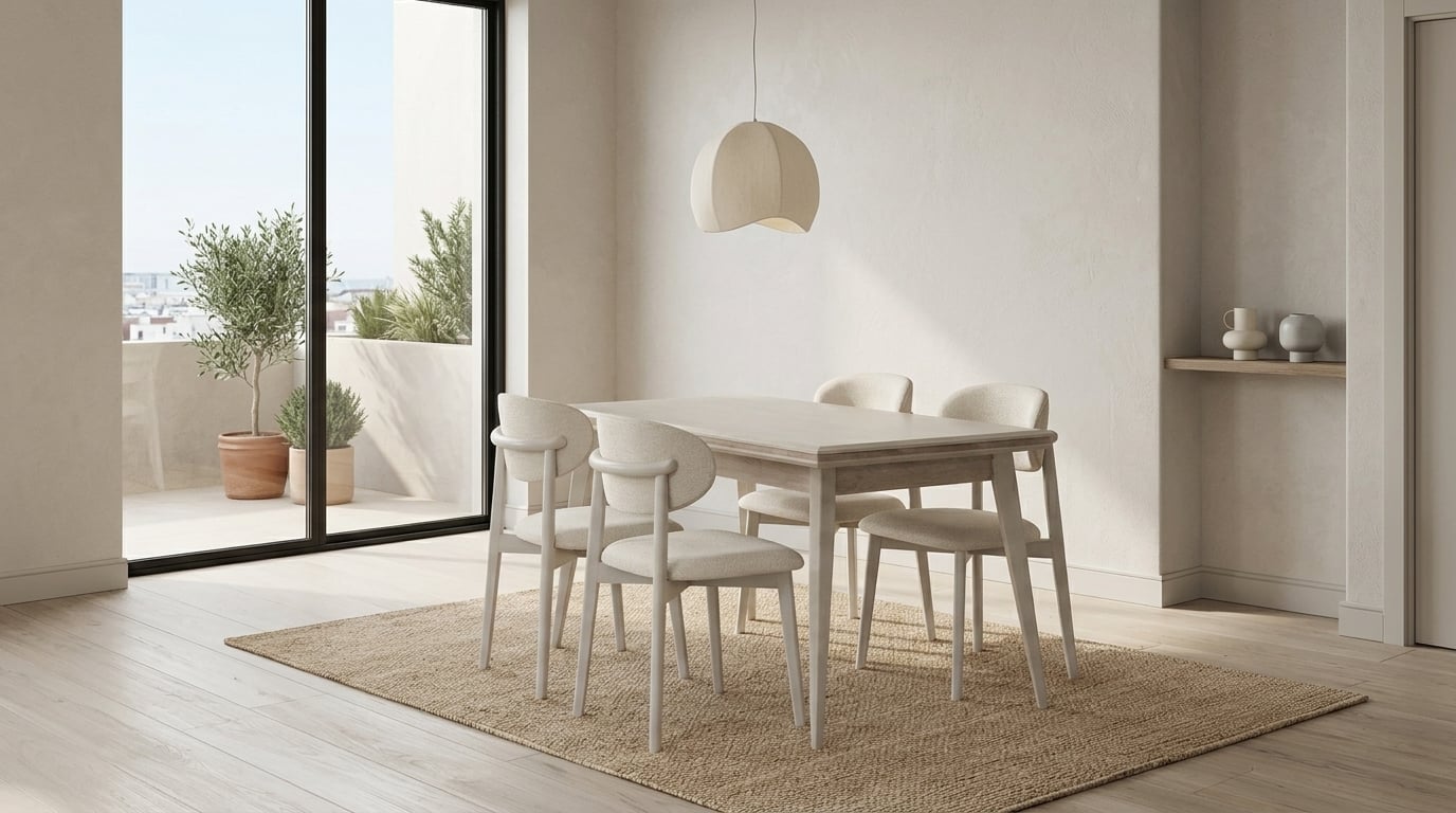 Esszimmer Set Tisch 4 Stühle Beige Modern Edel Essgruppe Sitzgruppe