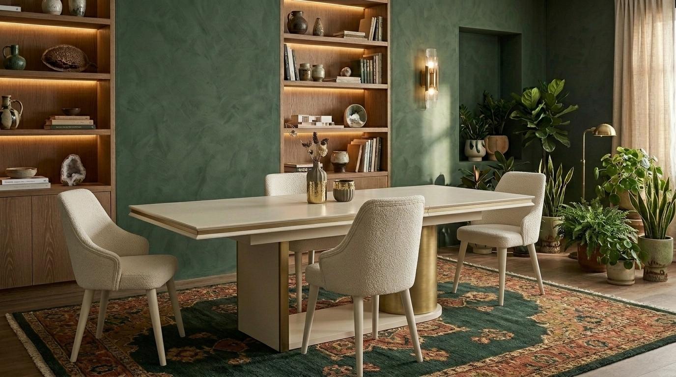 Ausziehbarer Esstisch Modern Weiß Holz Metall 4 Stühle Set Großer