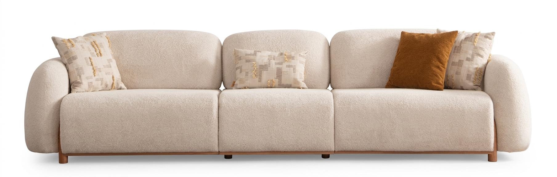 Sofa Modern Beige Kuschelig Flauschig Elegant Einladend