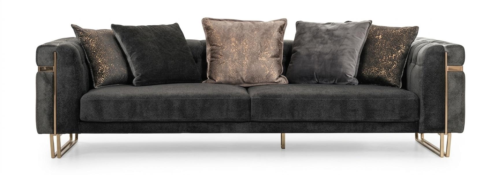 Sofa Modern Schwarz Glamourös Samtartig Fließend Raffiniert