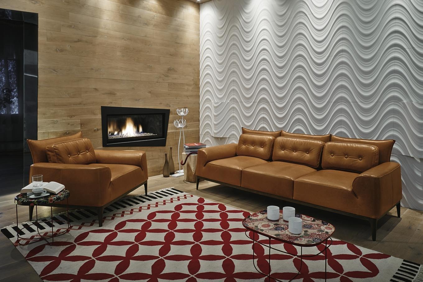 Garnitur Sessel Sofas Sofagarnitur 3+1 Sitzer Braun Wohnzimmer Polster PRIANERA
