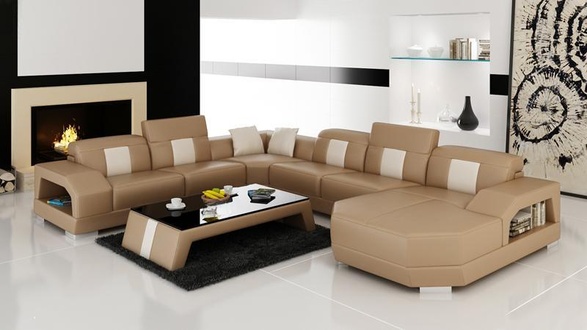Ledersofa Sofa Couch Wohnlandschaft Ecksofa Eck Garnitur Design Modern