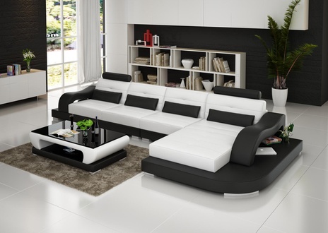 Sofa Ledersofa Couch Wohnlandschaft Ecksofa Eck Garnitur Modern Design