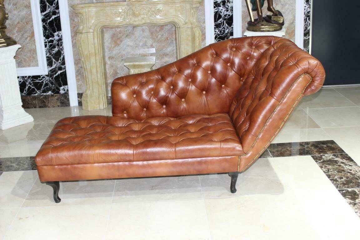 Chesterfield Chaiselongues Liege Ottomane Sofa Echtes Leder Relax Neu Sofort