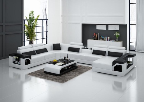 Ledersofa Couch Wohnlandschaft Ecksofa Dekor Eck Design Modern Garnitur