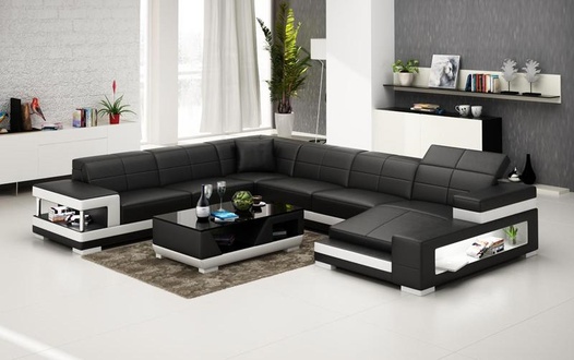 Ledersofa Couch Wohnlandschaft Modern Ecksofa Dekor Eck Design Garnitur