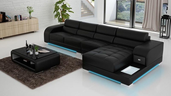 Ledersofa Sofa Couch Wohnlandschaft Eck Modern Ecksofa Design Garnitur
