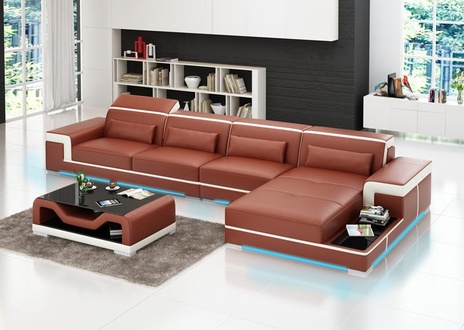 Ledersofa Couch Wohnlandschaft Sofa Eck Modern Ecksofa Design Garnitur