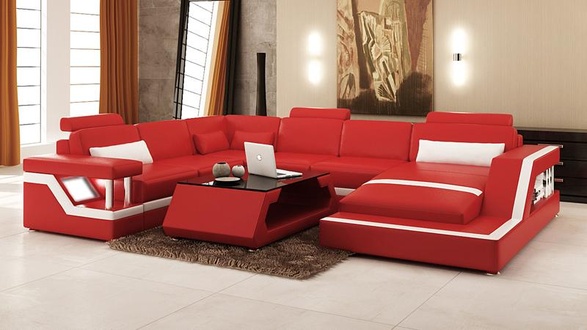 Ledersofa Couch Wohnlandschaft Eck Dekor Modern Ecksofa Design Garnitur