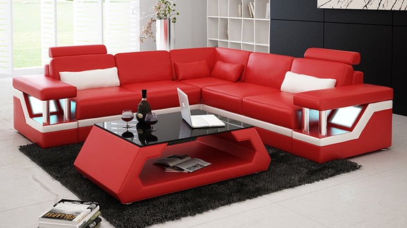 Ledersofa Couch Wohnlandschaft Eck Modern Dekor Ecksofa Design Garnitur